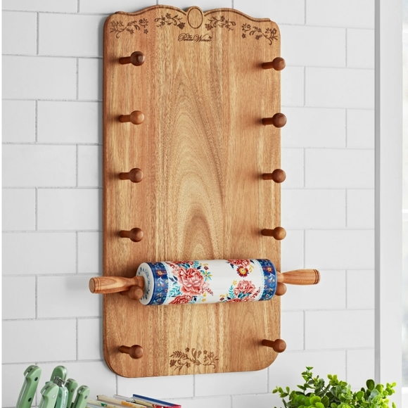 ❤️ New Pioneer Woman Keepsake Floral Ceramic Rolling Pin with Holder - Picture 7 of 8